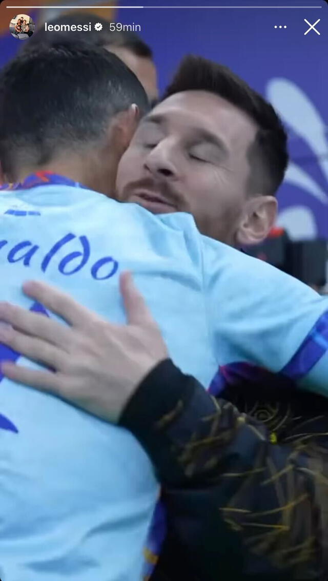 Abrazo entre Messi y Cristiano. Foto: Leo Messi/Instagram