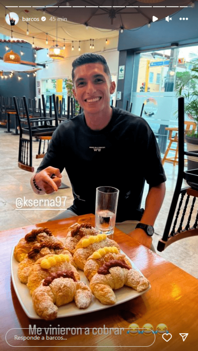  Kevin Serna en la cafetería de Hernán Barcos. Foto: Instagram/Hernán Barcos.   