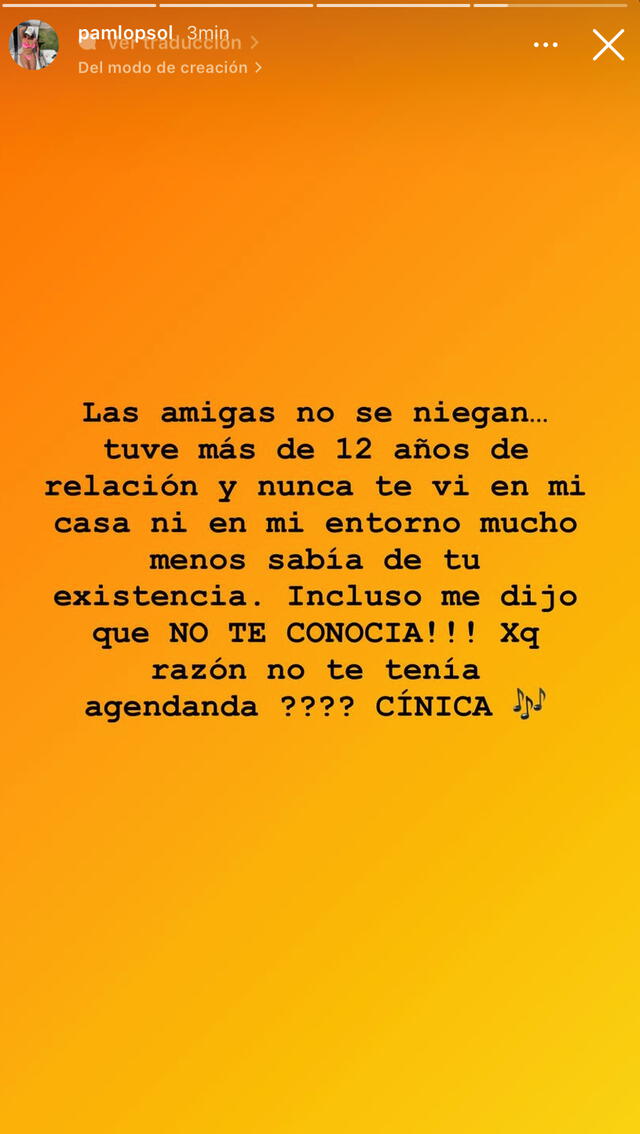  Esposa de Christian Cueva responde a la amiga de Pamela Franco. Foto: Instagram de Pamela López   