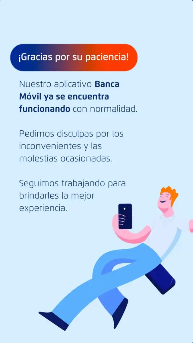  Luego de varios minutos de inconvenientes, el BCP anunció la normalización de su servicio digital y pidió disculpas a los usuarios afectados. Foto: Banco de Crédito del Perú    