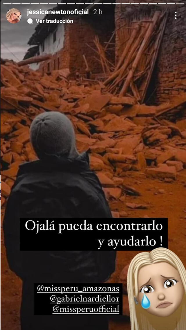 28.11.2021 | Historia de Jessica Newton sobre niño que perdió su casa en terremoto en Amazonas. Foto: captura Jessica Newton/Instagram