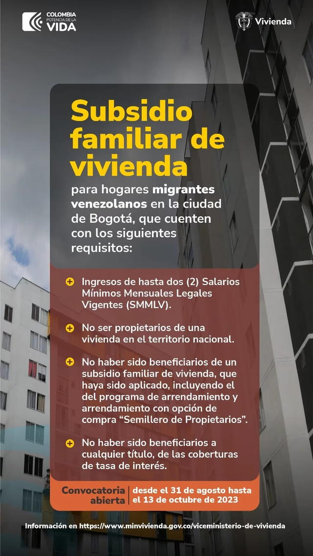 Luego de inscribirse, los beneficiarios cobrarán un pago abono mensual hasta por un año. Foto: Minvivienda/X