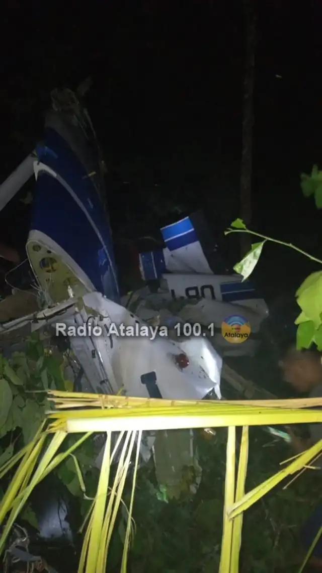 Asi luce la avioneta tras el accidente. Foto: Facebook Radio Atalaya 100.1 Asi luce la avioneta tras el accidente. Foto: Facebook Radio Atalaya 100.1