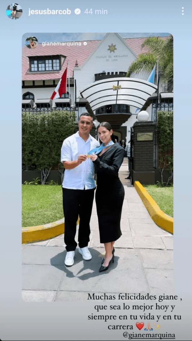  Jesús Barco mostró su gran cercanía con Gianella Marquina. Foto: Jesús Barco/Instagram   