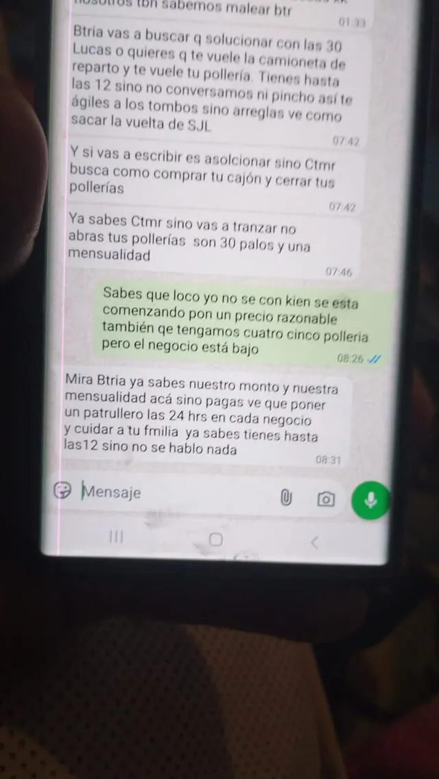 Amenazas que recibía la familia de empresarios. Foto: Dayana Huerta   