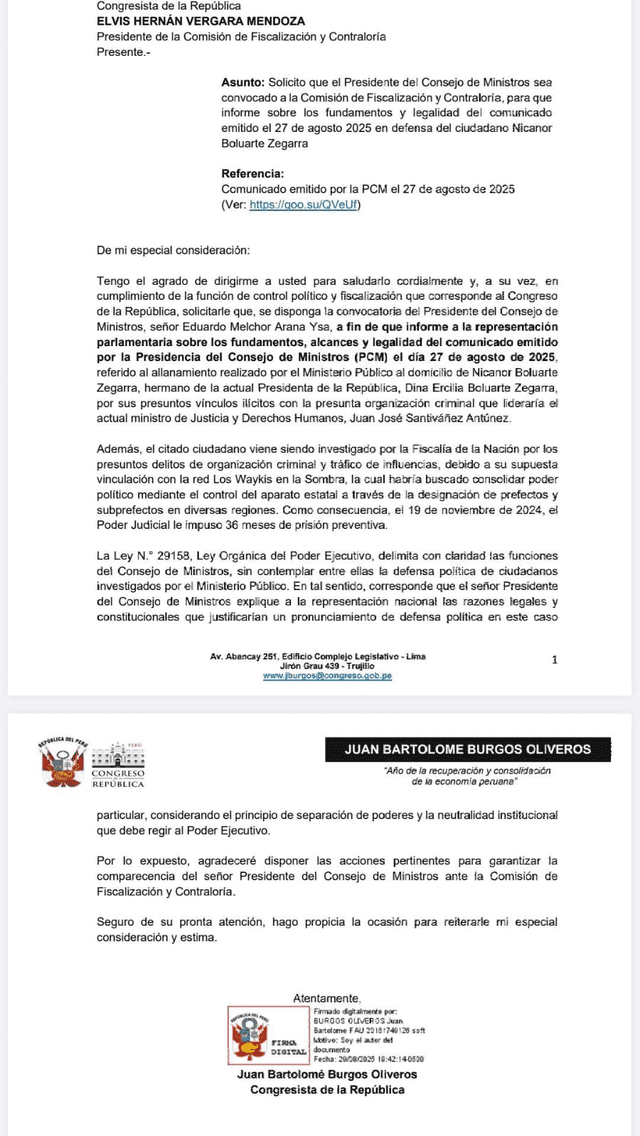  Pedido para citar a Eduardo Arana | Foto: Alonso Ramos-X    