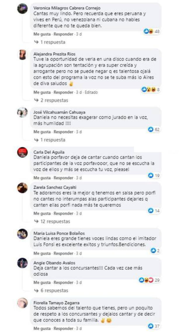 La voz Perú: piden a Daniela Darcourt que no cante porque interrumpe a concursantes. Foto: captura Facebook