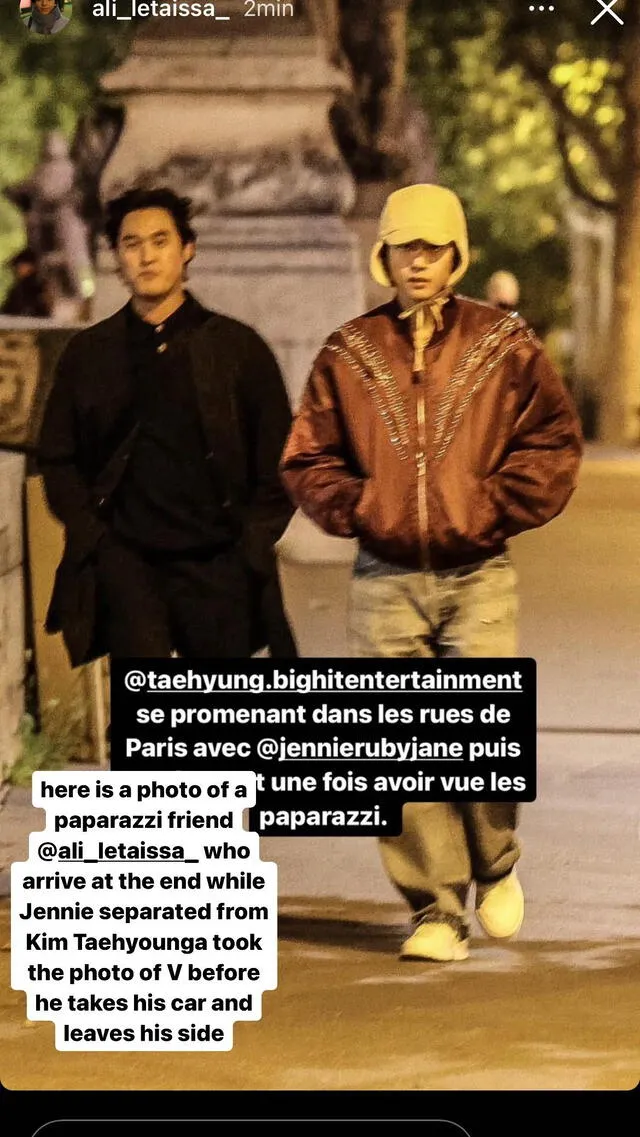 Taehyung en París. Foto: Instagram/ Taoualit Ama    
