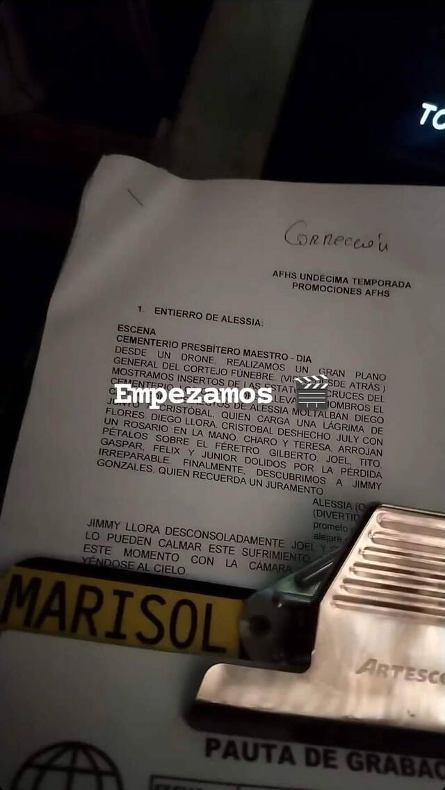  Una parte del guion de la temporada 11 de ‘Al fondo hay sitio’ salió a la luz y anunció la posible muerte de Alessia. Foto: Facebook    