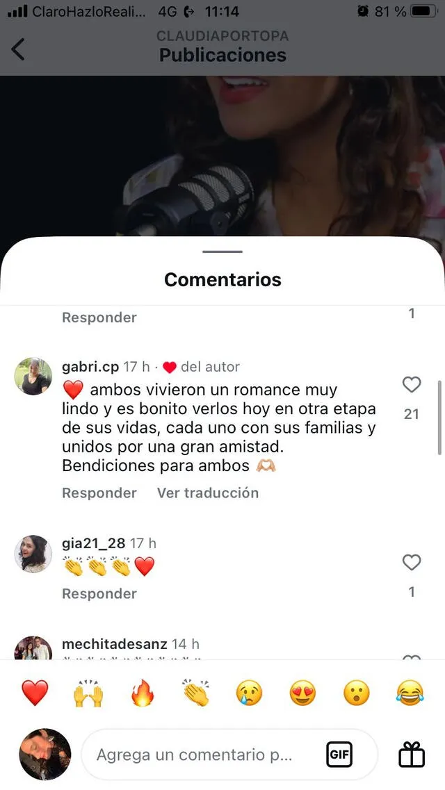 Reacción de Claudia Portocarrero.   