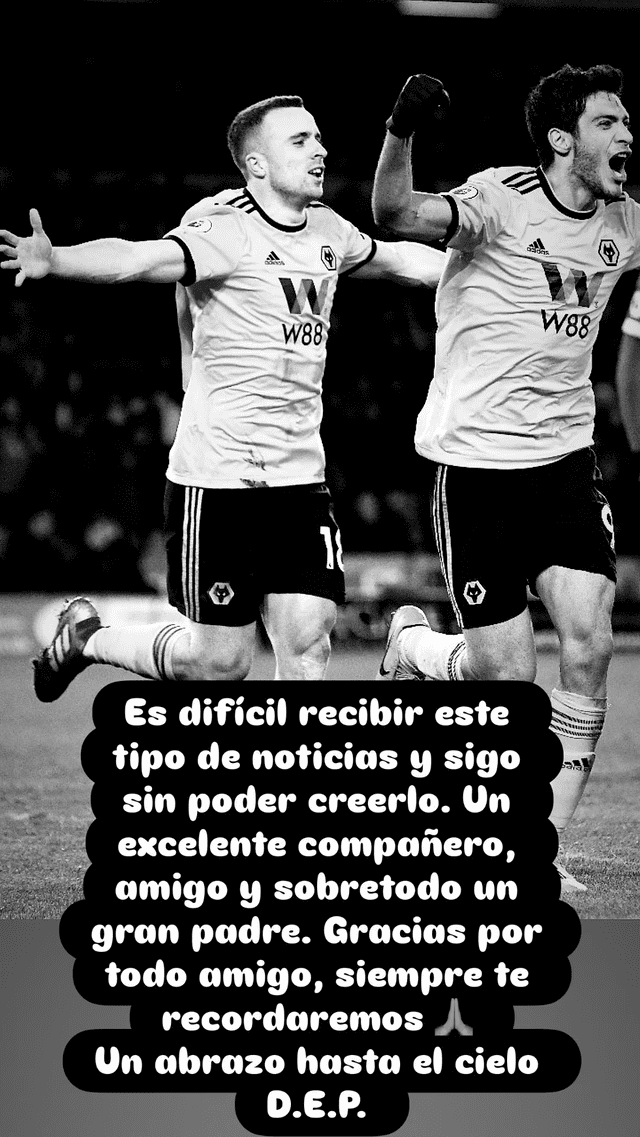  Raúl Jiménez se despide de su amigo Diogo Jota, después del fallecimiento del último en un accidente de tránsito. Foto: @raulalonsojimenez9/ IG