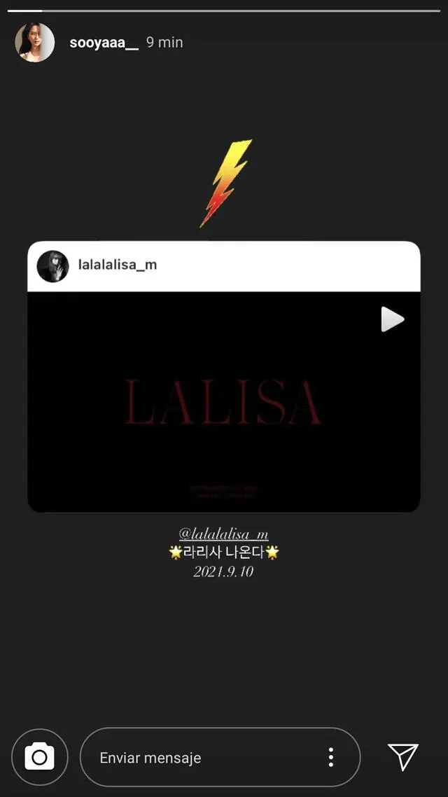 Post de Jisoo apoyando el teaser de Lalisa de Lisa de BLACKPINK. Foto: captura Instagram