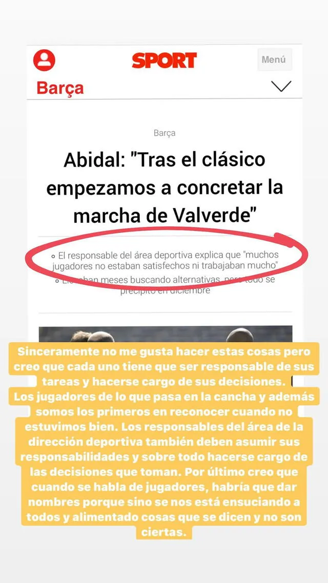 Barcelona: Lionel Messi responde en Instagram a Abidal tras declaraciones sobre la salida de Valverde