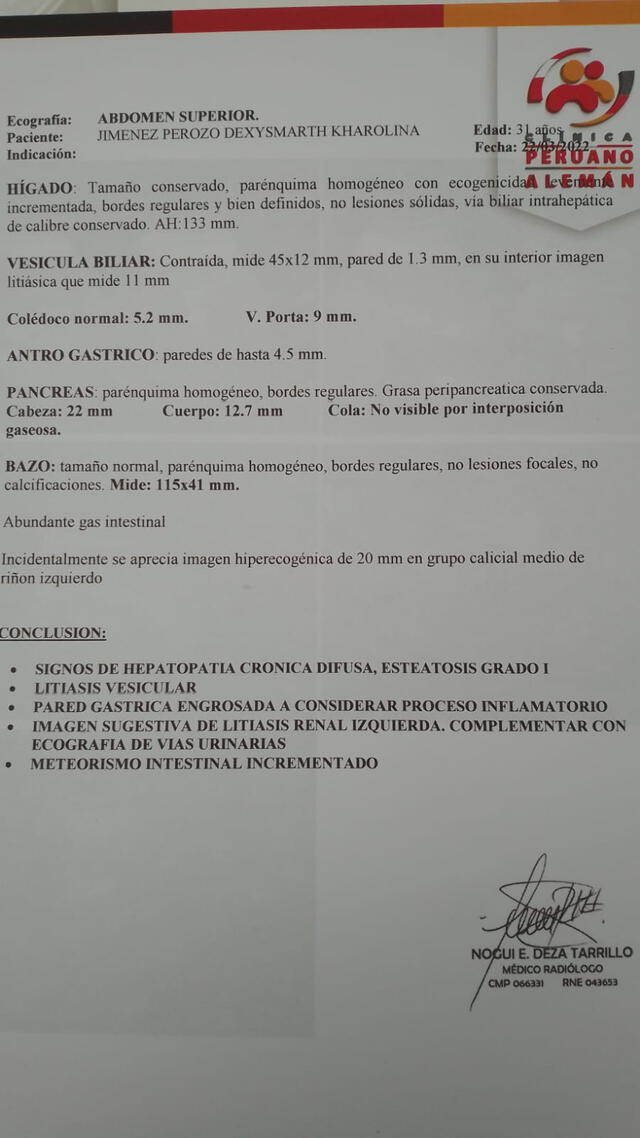 Diagnóstico médico de Dexysmarth Jiménez Foto: Dixon García Pérez