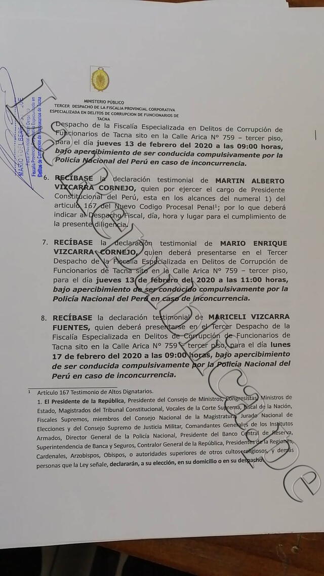 Disposición del fiscal anticorrupción de Tacna Mario Berrios. Foto: La República.