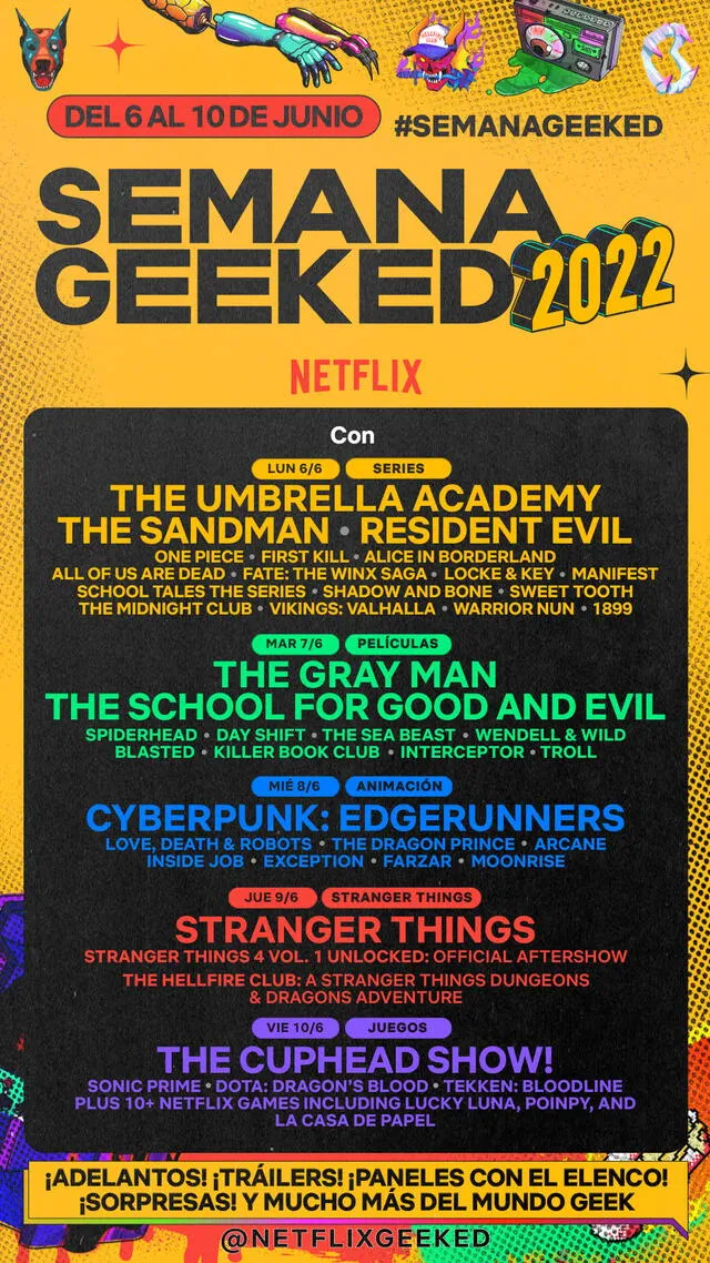 Estrenos, tráilers y entrevistas que se verán en el Netflix Geeked Week 2022. Foto: Netflix