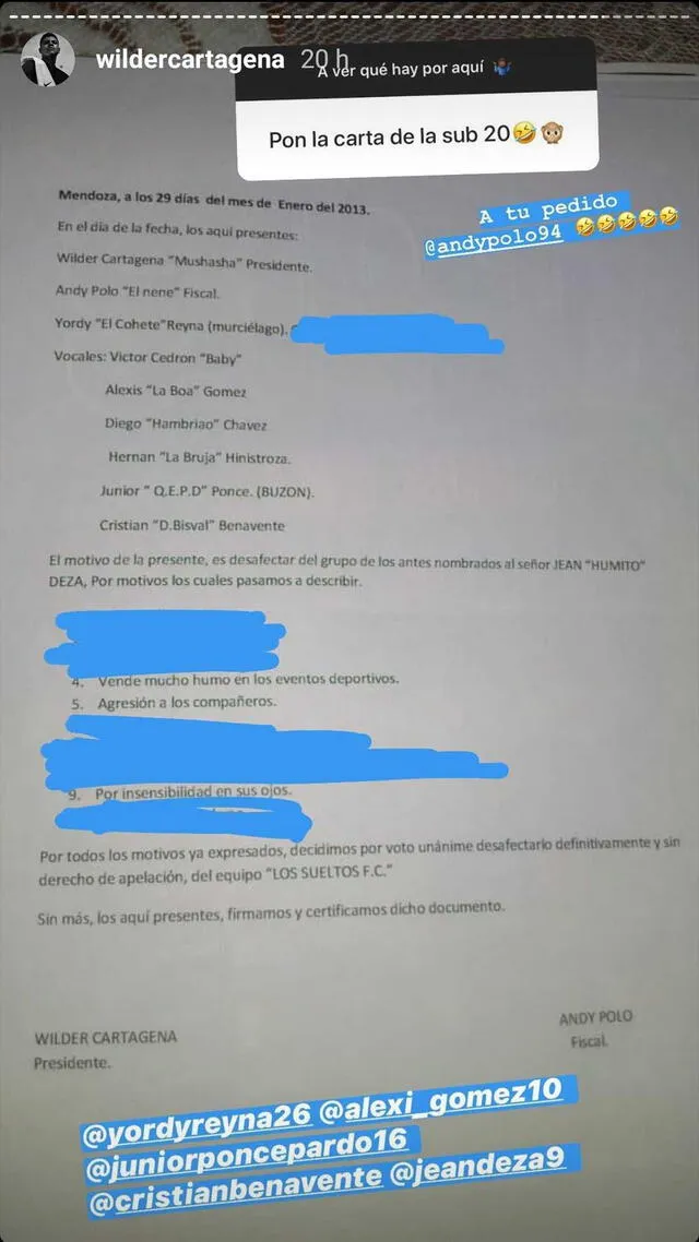 Carta de la selección peruana Sub-20