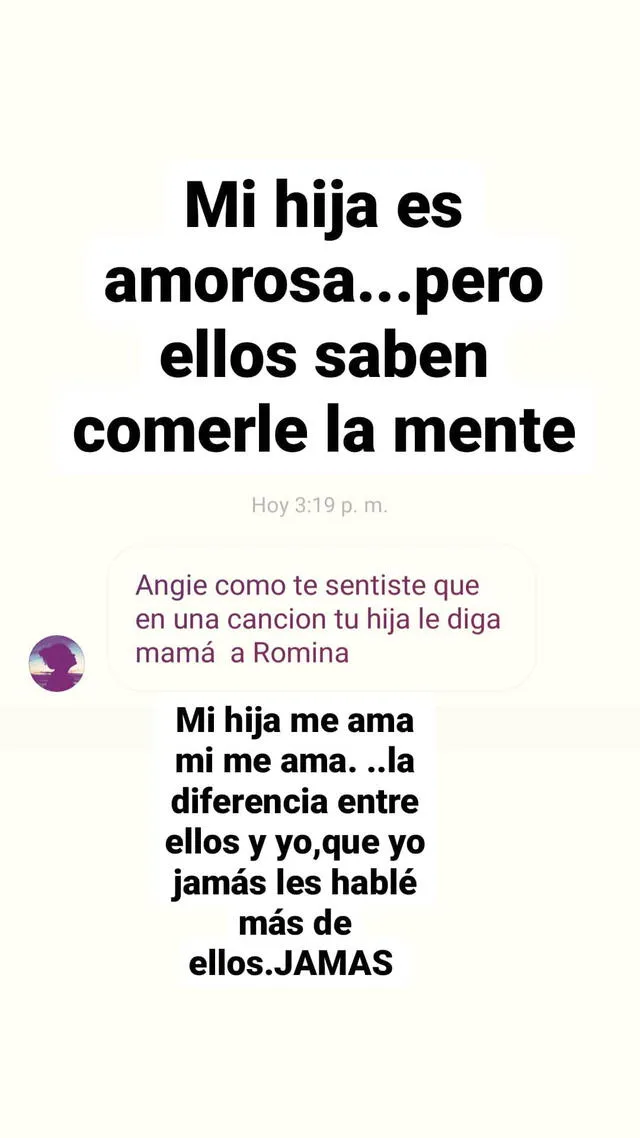 Respuesta de Angie JIbaja en Instagram.