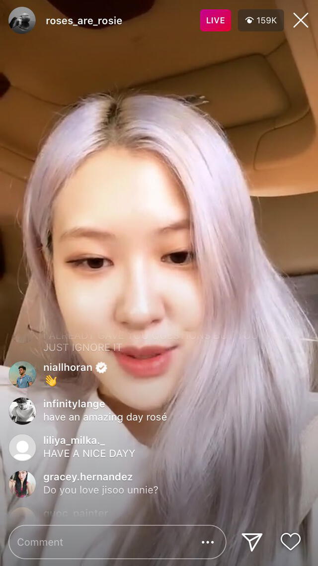 Rosé en Instagram Live. Foto: captura