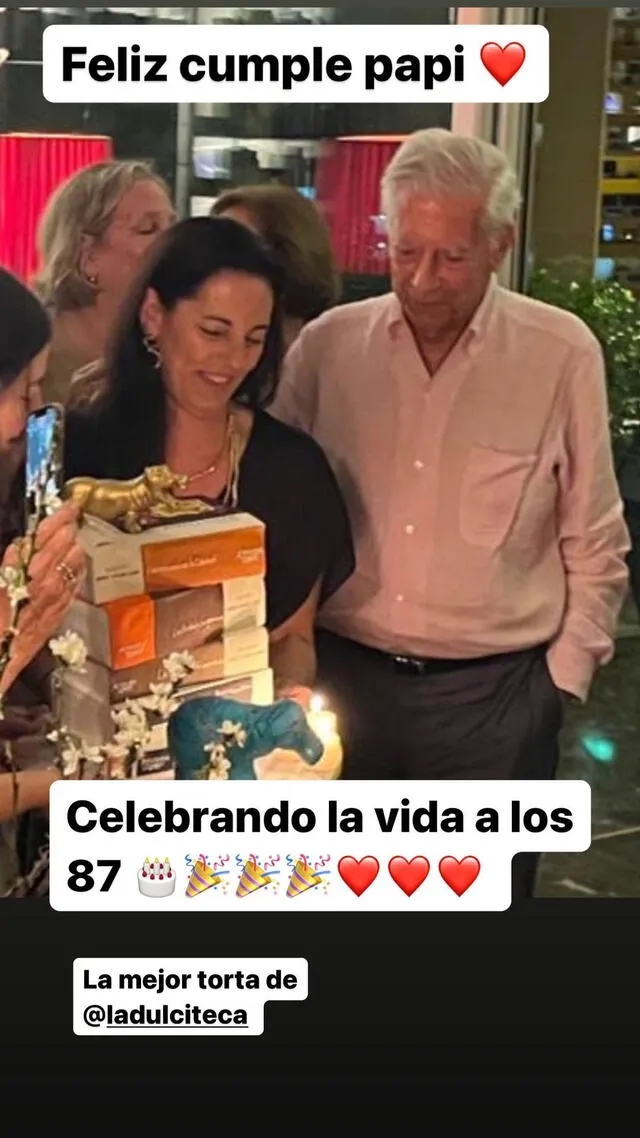  Mario Vargas Llosa festeja sus 87 años. Foto: captura de Instagram/Morgana Vargas Llosa<br>   