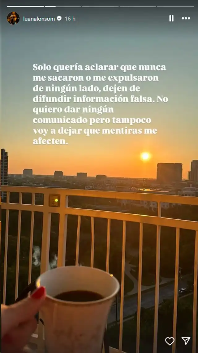  Historia publicada por Luana Alonso en su Instagram. Foto: captura de pantalla de Instagram 