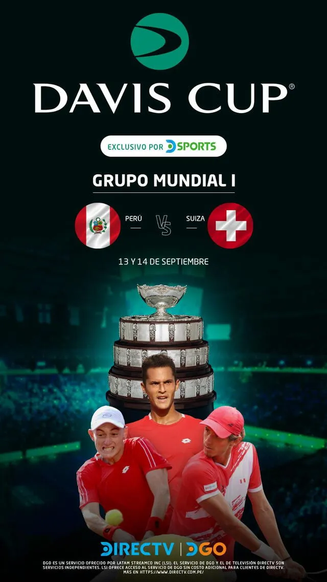 Banner de la Copa Davis. Foto: DSports Banner de la Copa Davis. Foto: DSports
