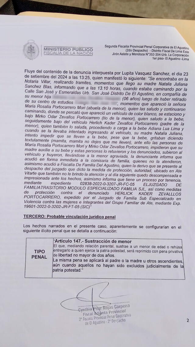 Fiscalía de El Agustino investiga el caso. Foto: Lupita Vásquez   