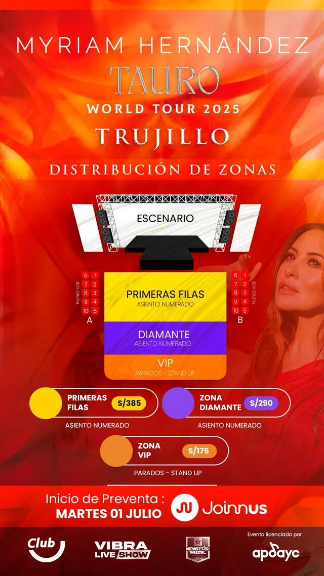 Entradas para el concierto de Myriam Hernández en Trujillo. Foto: difusión.   