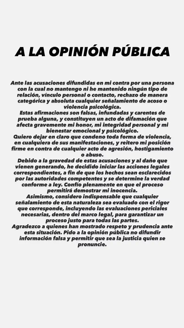  Comunicado de Paul Michael tras denuncia de examiga de Pamela López. Foto: Instagram   