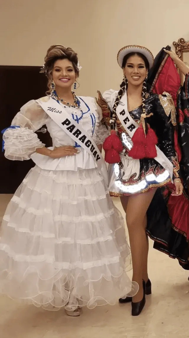 Mei Azo bailó una saya peruana durante la categoría de "Danzas del mundo"del Miss Mesoamerica International
