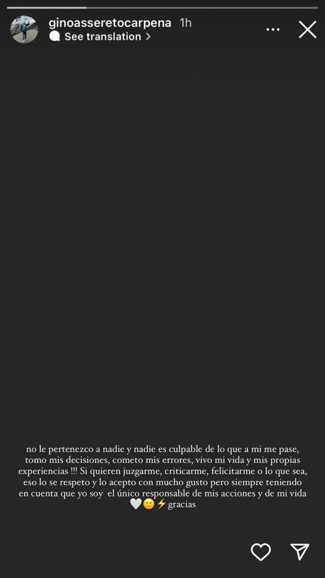 "Nadie es culpable de lo que a mí me pase" fueron las palabras que sorprendieron a los seguidores de Assereto.