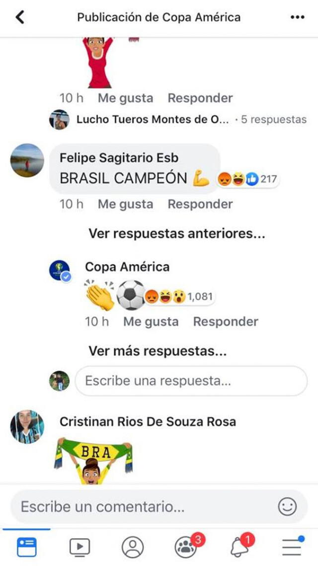Perú vs. Brasil: Copa América final Facebook