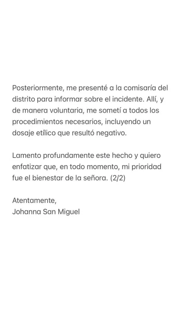  Johanna San Miguel tras atropellar a una anciana. Foto: Captura Instagram   