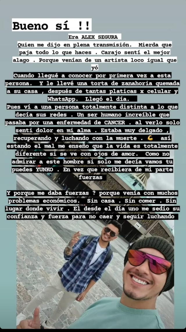 11.9.2022 | Tercera publicación de Yunko Dos Santos contando su historia de amor con Alex Segura. Foto: captura Yunko Dos Santos/Instagram