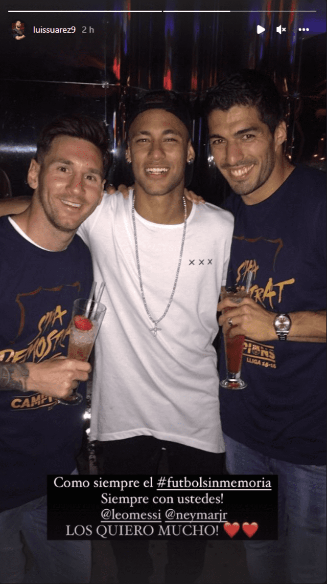 El mensaje de aliento de Luis Suárez para Messi y Neymar tras ser pifiados en París. Foto: captura Instagram