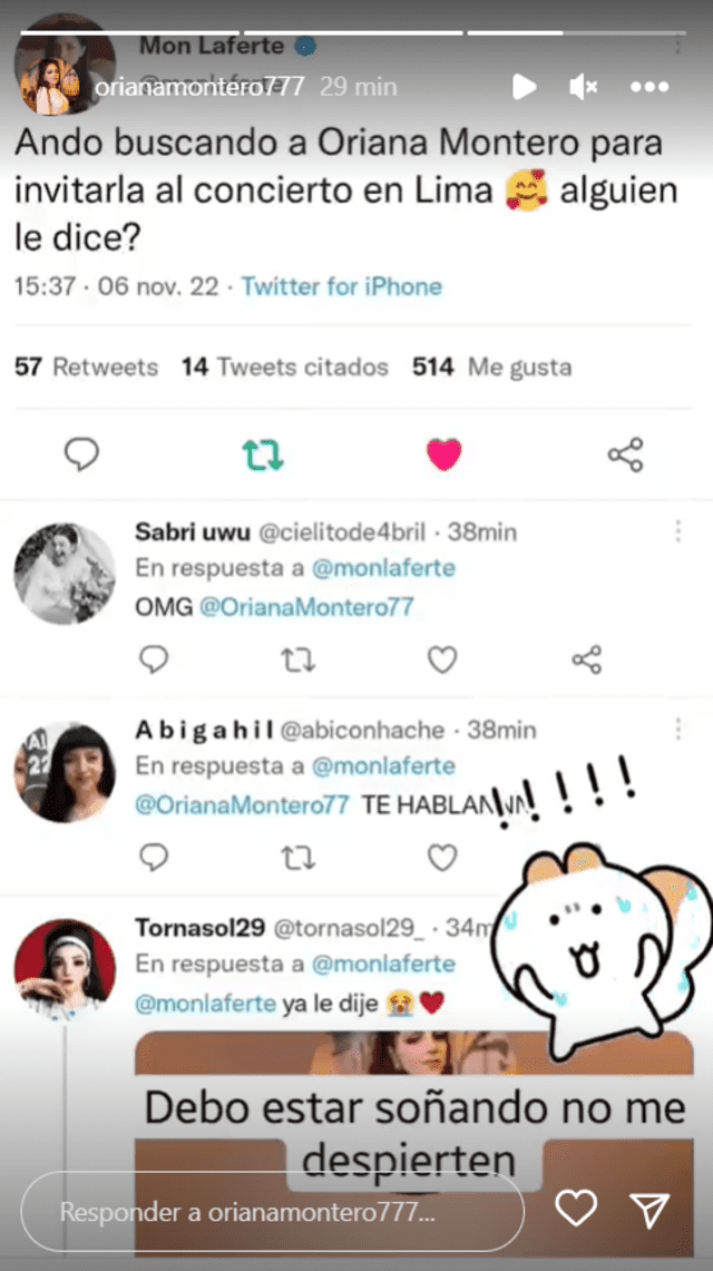 Oriana Montero responde a Mon Laferte. Foto: Instagram