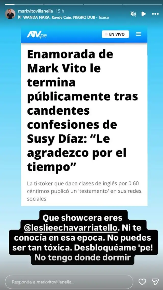Mensaje de Mark Vito. Foto: captura Instagram Mensaje de Mark Vito. Foto: captura Instagram
