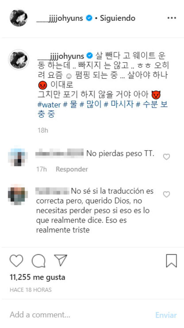 Los fans de Johyun de Berry Good le piden que no pierda más peso.
