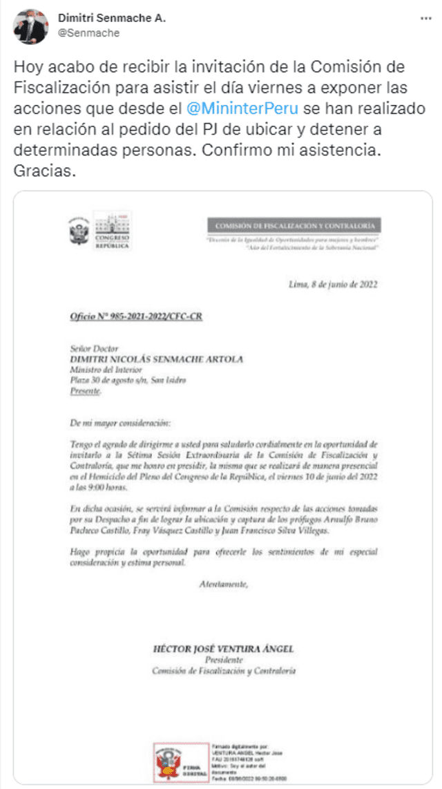 Ministro confirmó asistencia al Congreso. Foto: captura Twitter