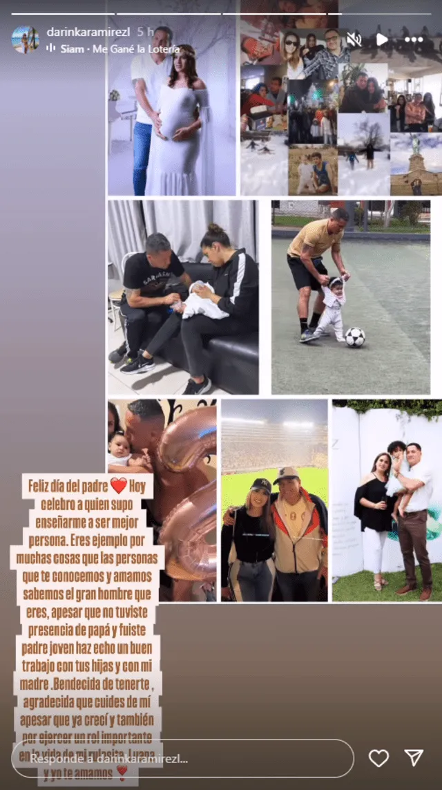 Darinka Ramírez felicitando a su padre por la buena labor que hace. Foto: Instagram.   