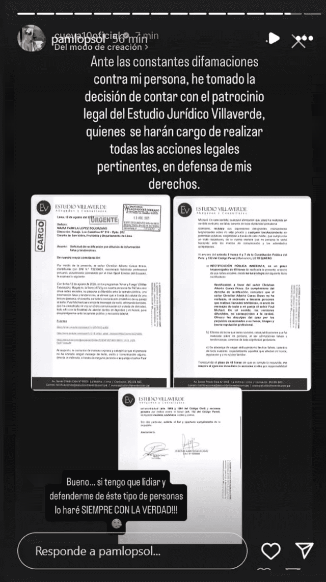 Pamela López responde. Foto: Instagram   