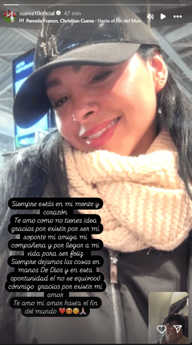 Mensaje de Cueva a Pamela Franco. Foto: Instagram Mensaje de Cueva a Pamela Franco. Foto: Instagram