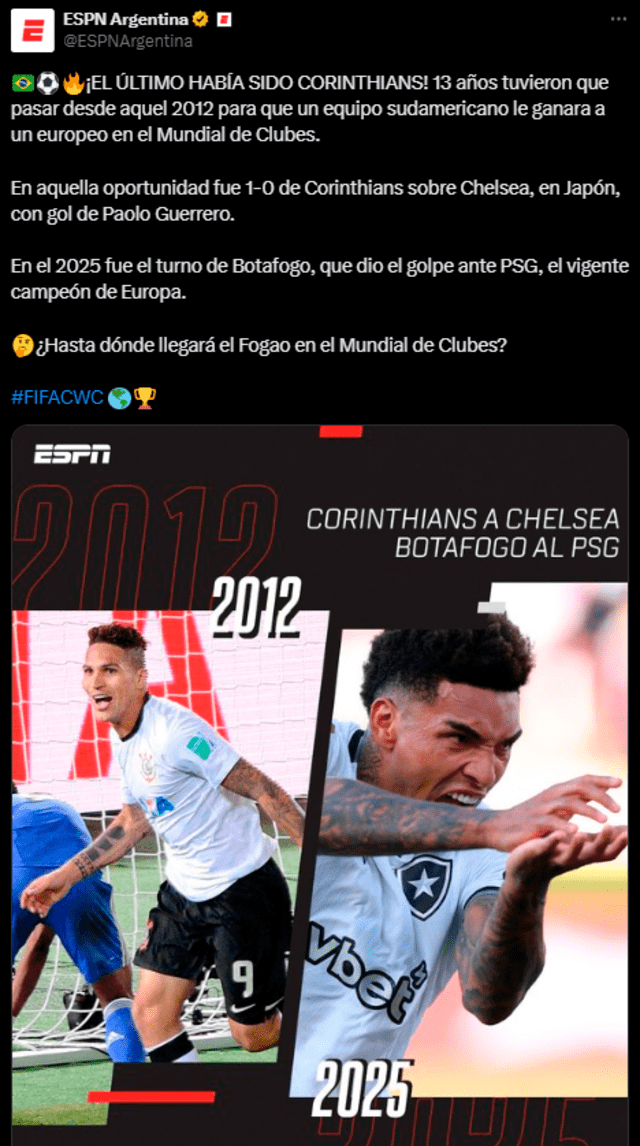  Prensa internacional recuerda a Paolo Guerrero. Foto: ESPN   