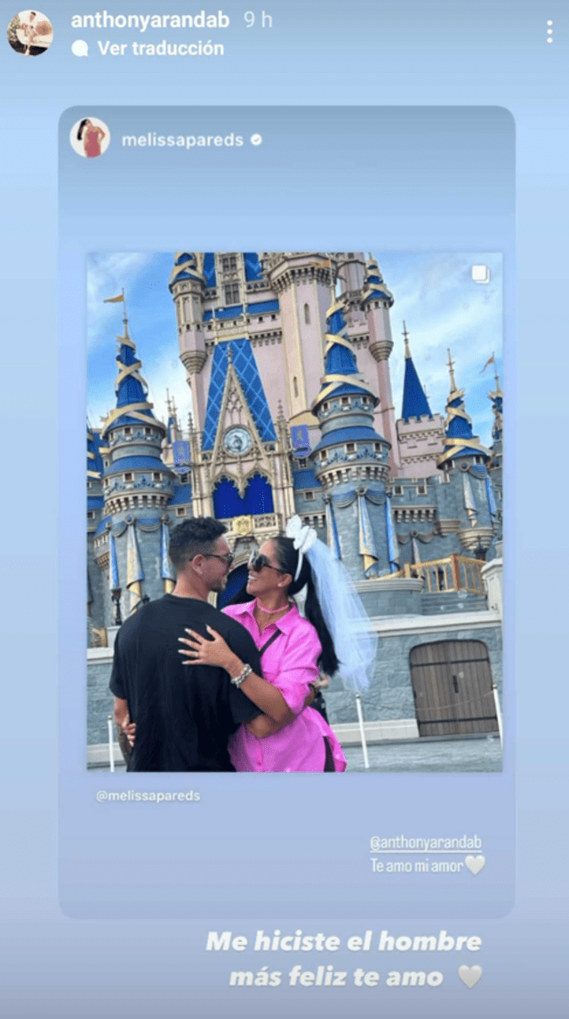  Anthony Aranda le propuso matrimonio a Melissa Paredes en un viaje a Orlando, Florida. Foto: Instagram/Anthony Aranda 