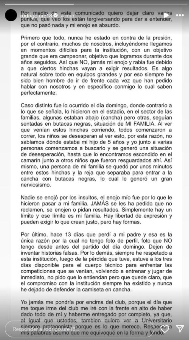 Comunicado de Rodrigo Ureña. Comunicado de Rodrigo Ureña.