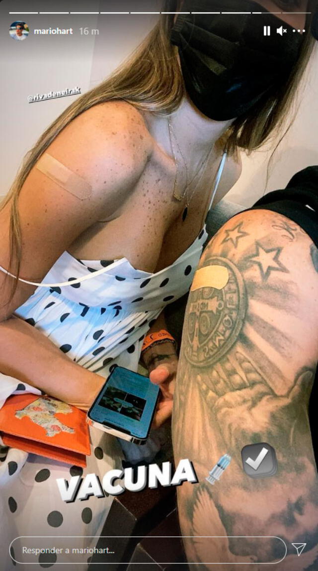 Mario Hart y Korina Rivadeneira se vacunaron contra el coronavirus en el extranjero. Foto: Mario Hart / Instagram