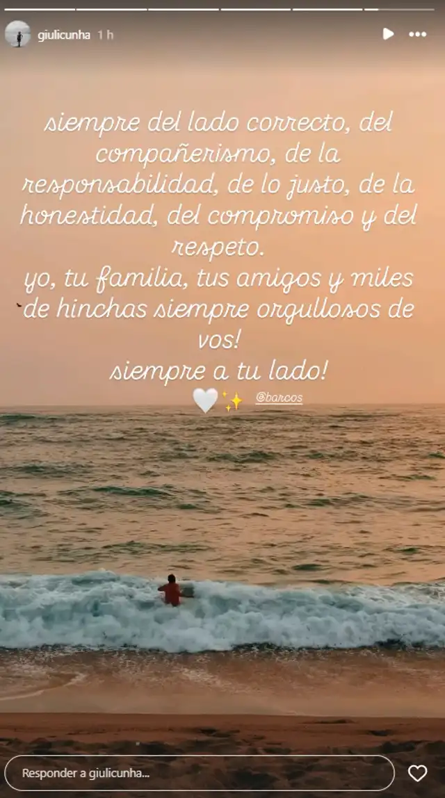 Mensaje de la esposa de Hernán Barcos en redes sociales. Foto: Instagram.