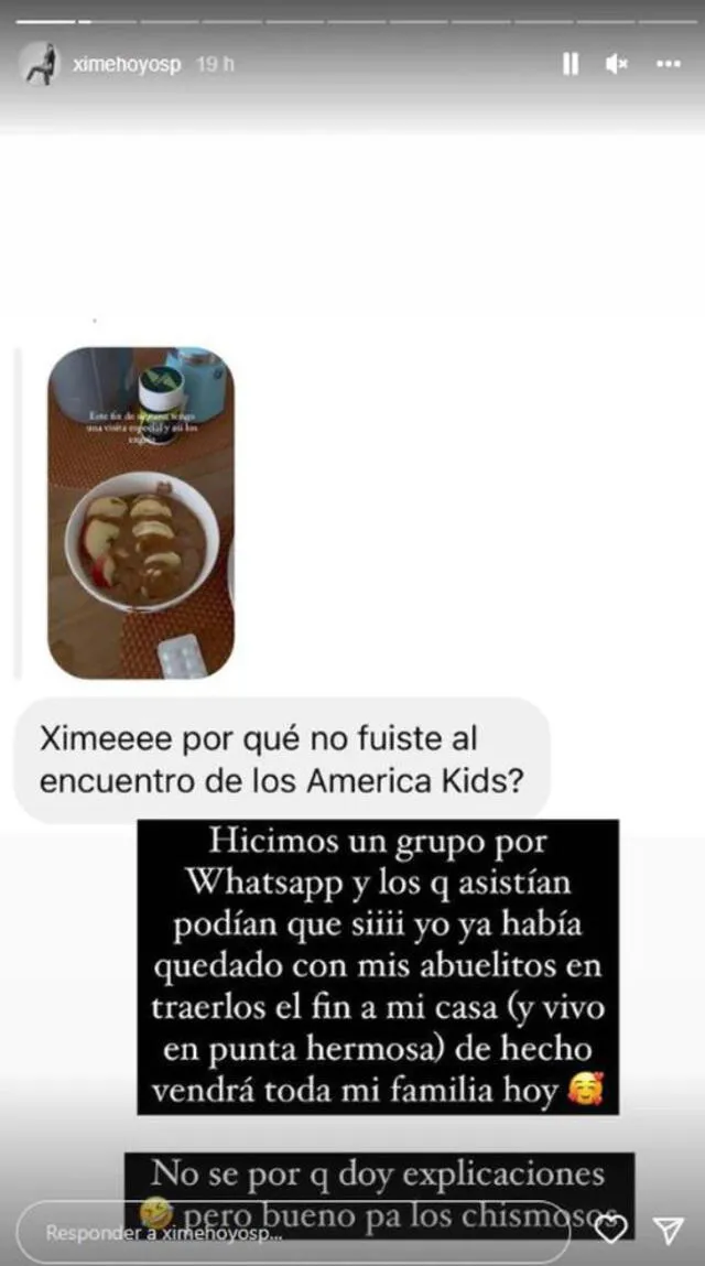 Ximena Hoyos no fue al reencuentro de América Kids y explica el motivo. Foto: captura/Instagram