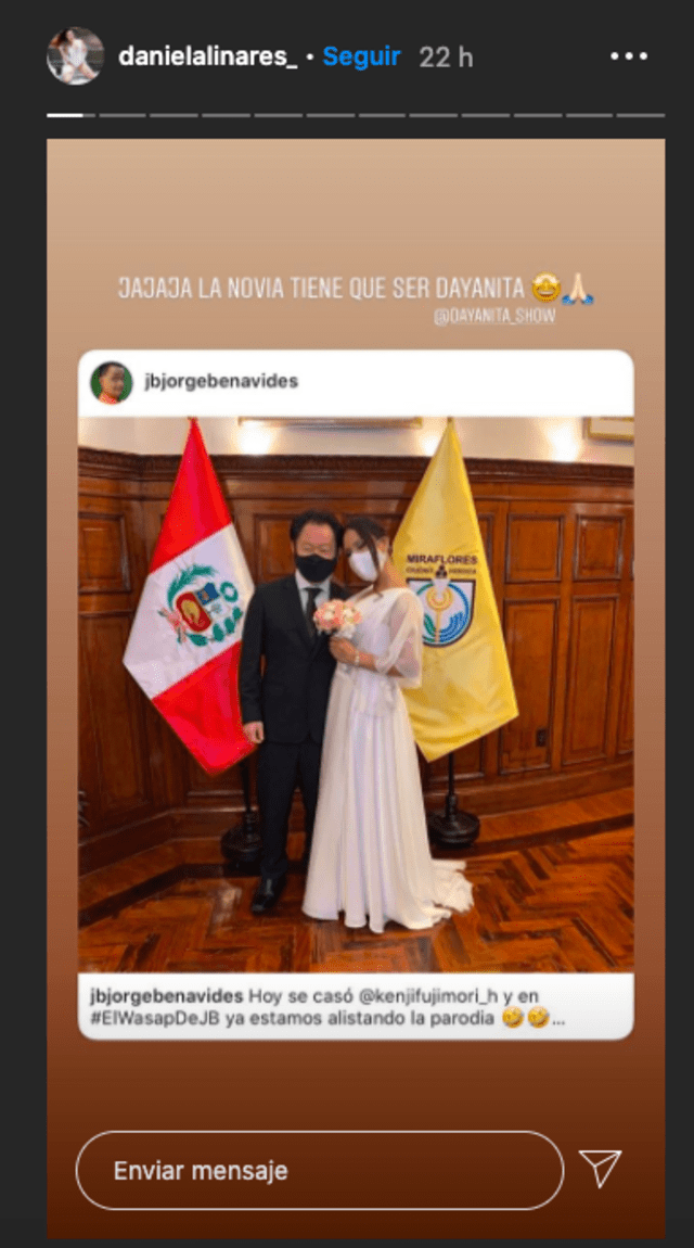 Daniela Linares, hijastra de Kenji Fujimori, en Instagram