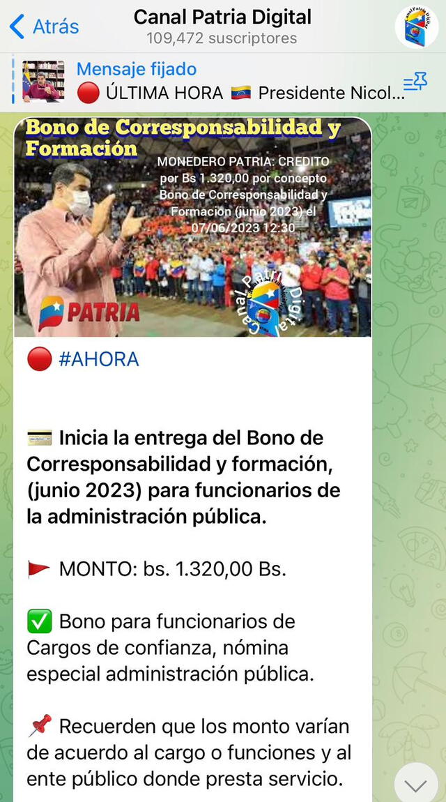Bono Corresponsabilidad de 1320 bolívares | empleados públicos 